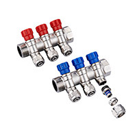 Коллектор с рег вентилями 3 выхода 1/2" T- 3H, 3/4"(MF) x 1/2"(M) LAVITA